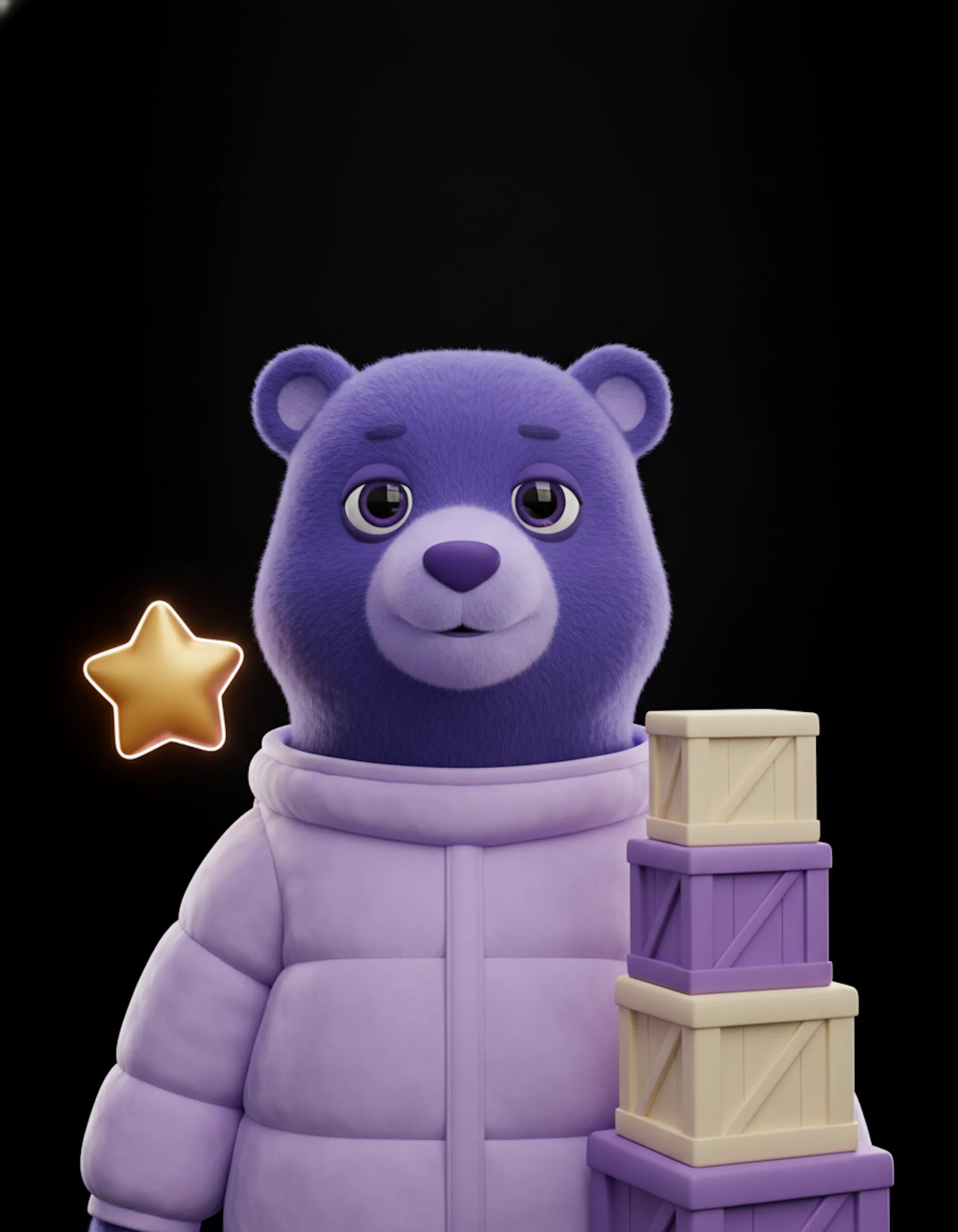Nuestra compañía: astronauta junto a cajas de carga ordenadas