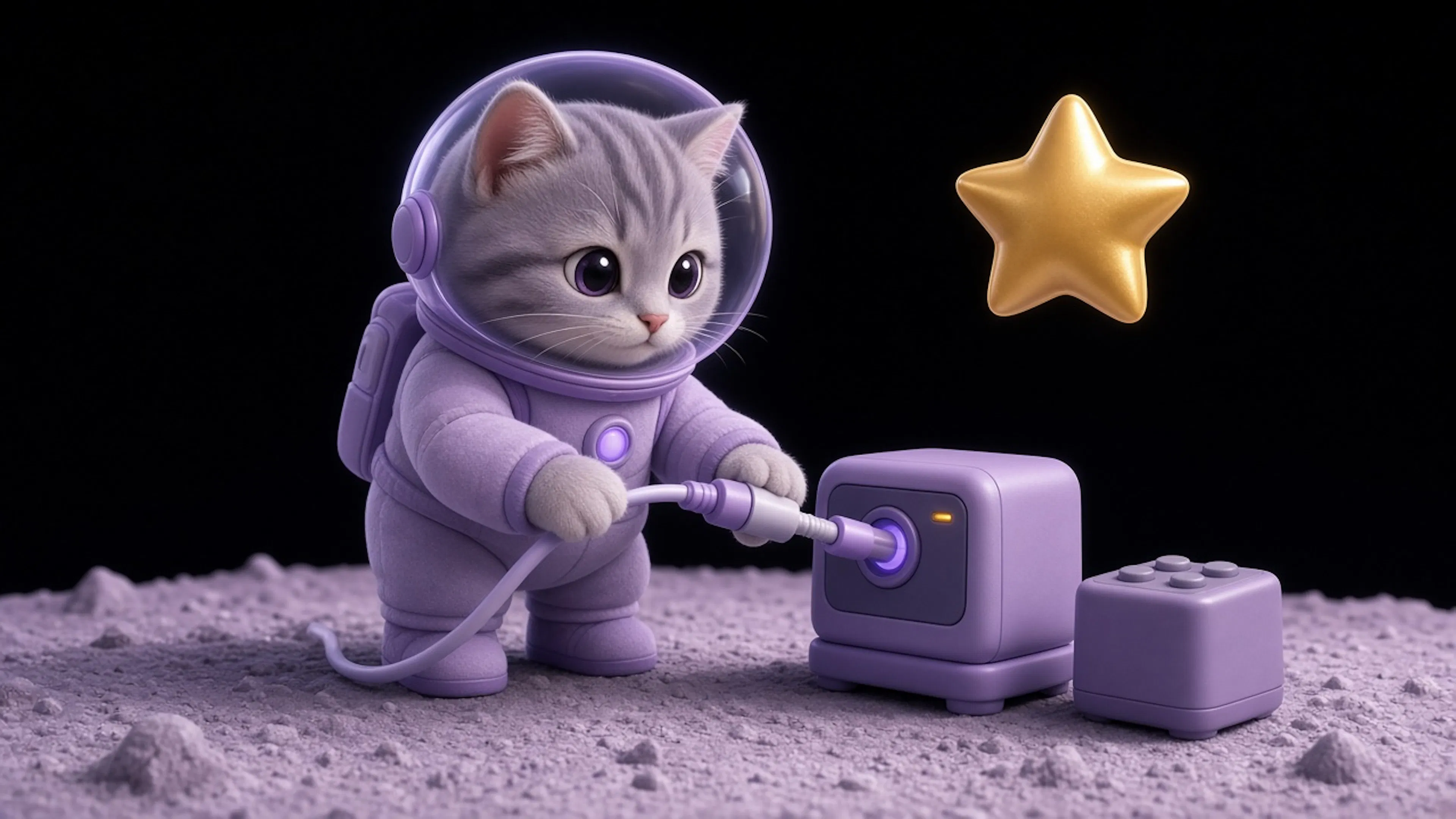 Zorro astronauta SGD con estrella dorada y herramientas de protocolo soft-tech