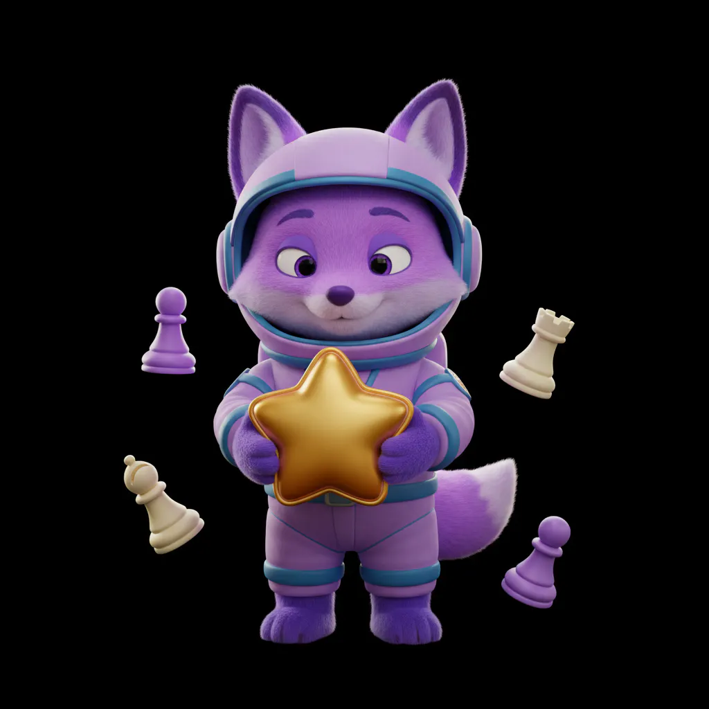 Zorro astronauta ofreciendo una estrella dorada