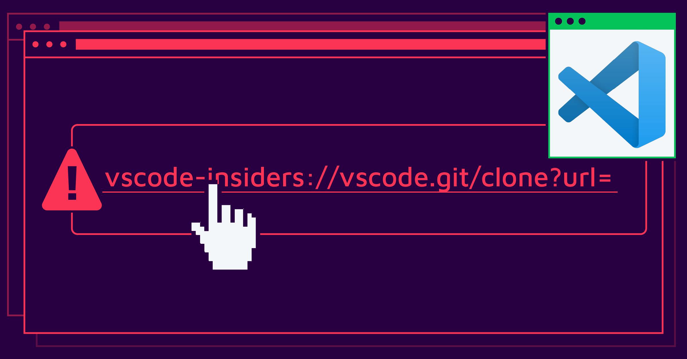 A victim cliks on a malicious link exploiting a vulnerability in Visual Studio Code