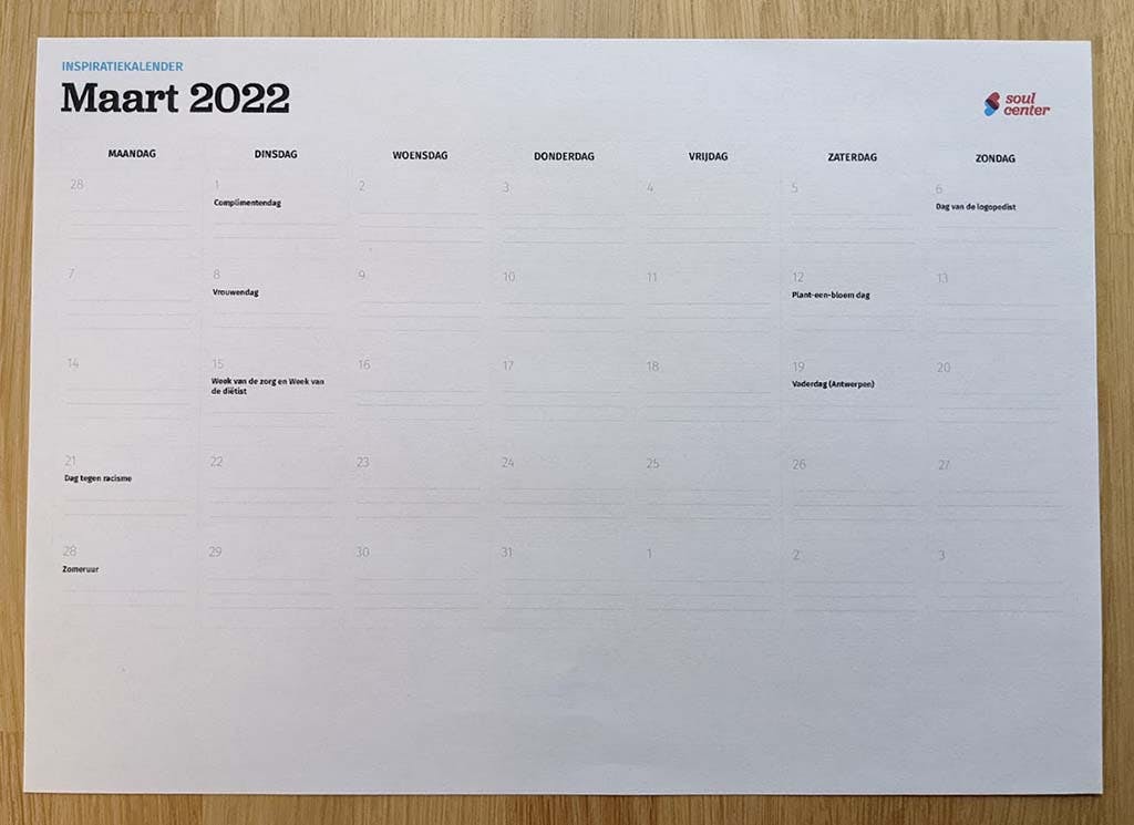 Foto van activiteitenkalender