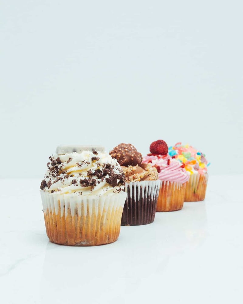 row of cupcakes