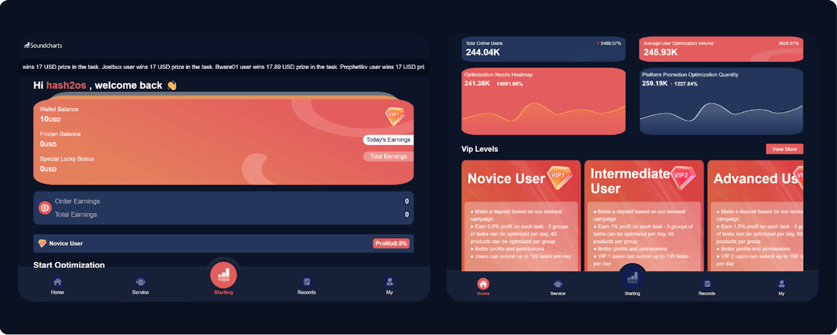 Website of the Soundcharts scam