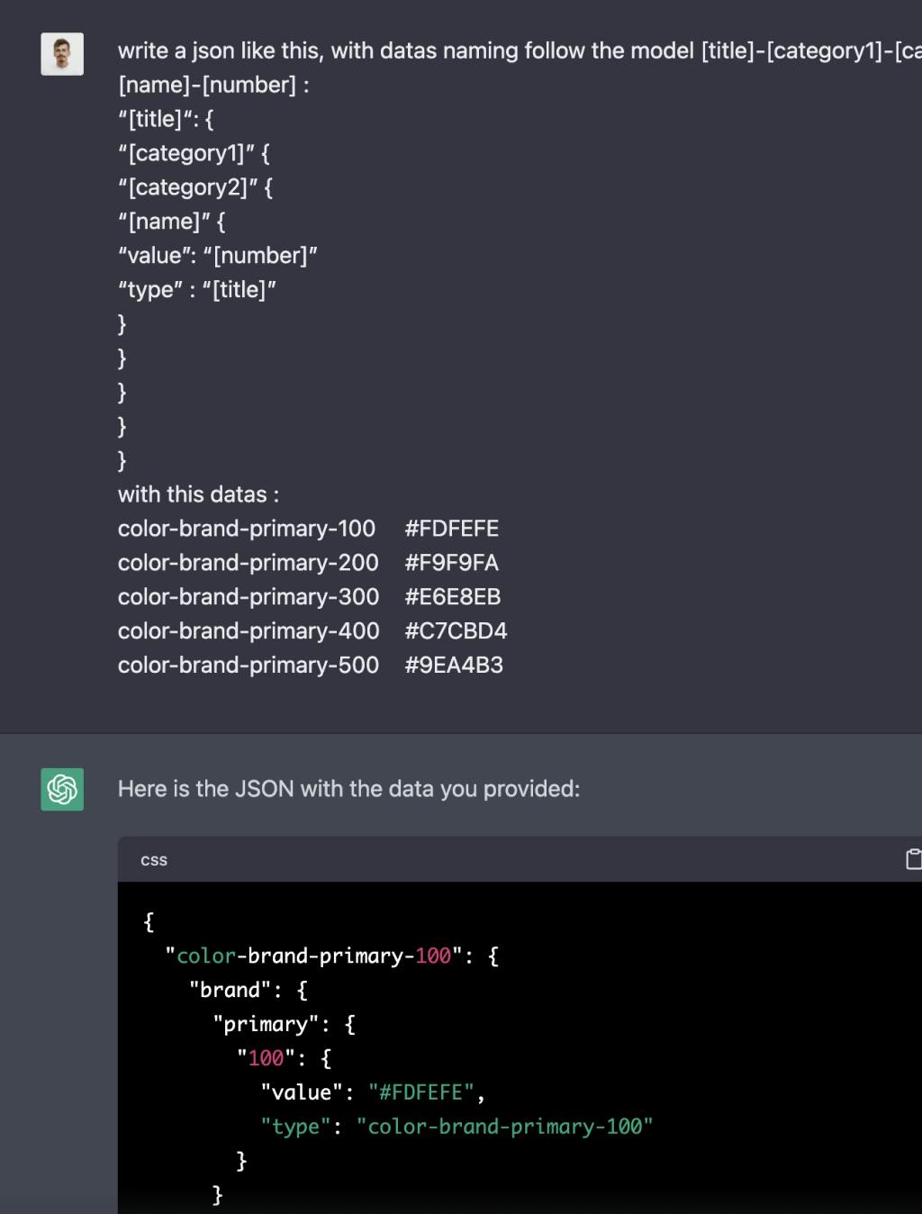 * Generation of a JSON file with design token variables to streamline implementation for developers