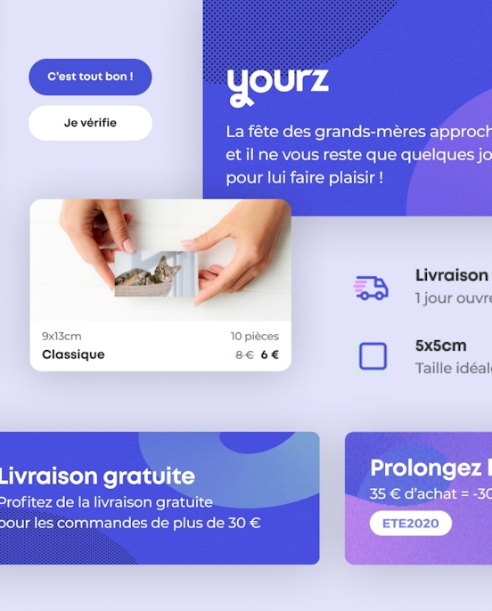 Yourz — Design of the photo printing service on decorative objects illustration
