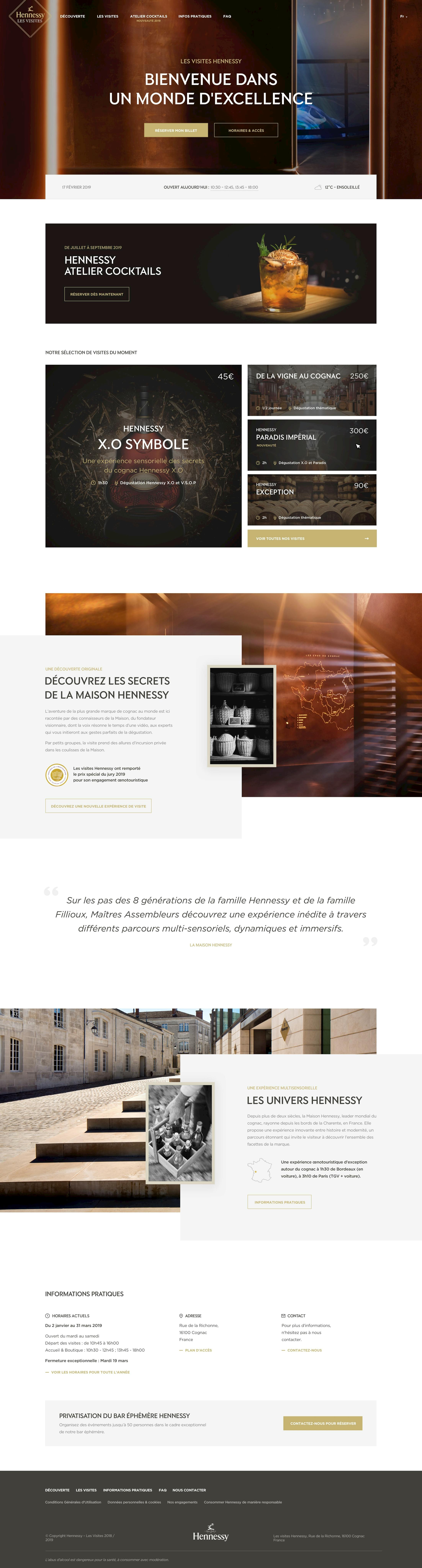 Design of Hennessy website for guided cognac tours 