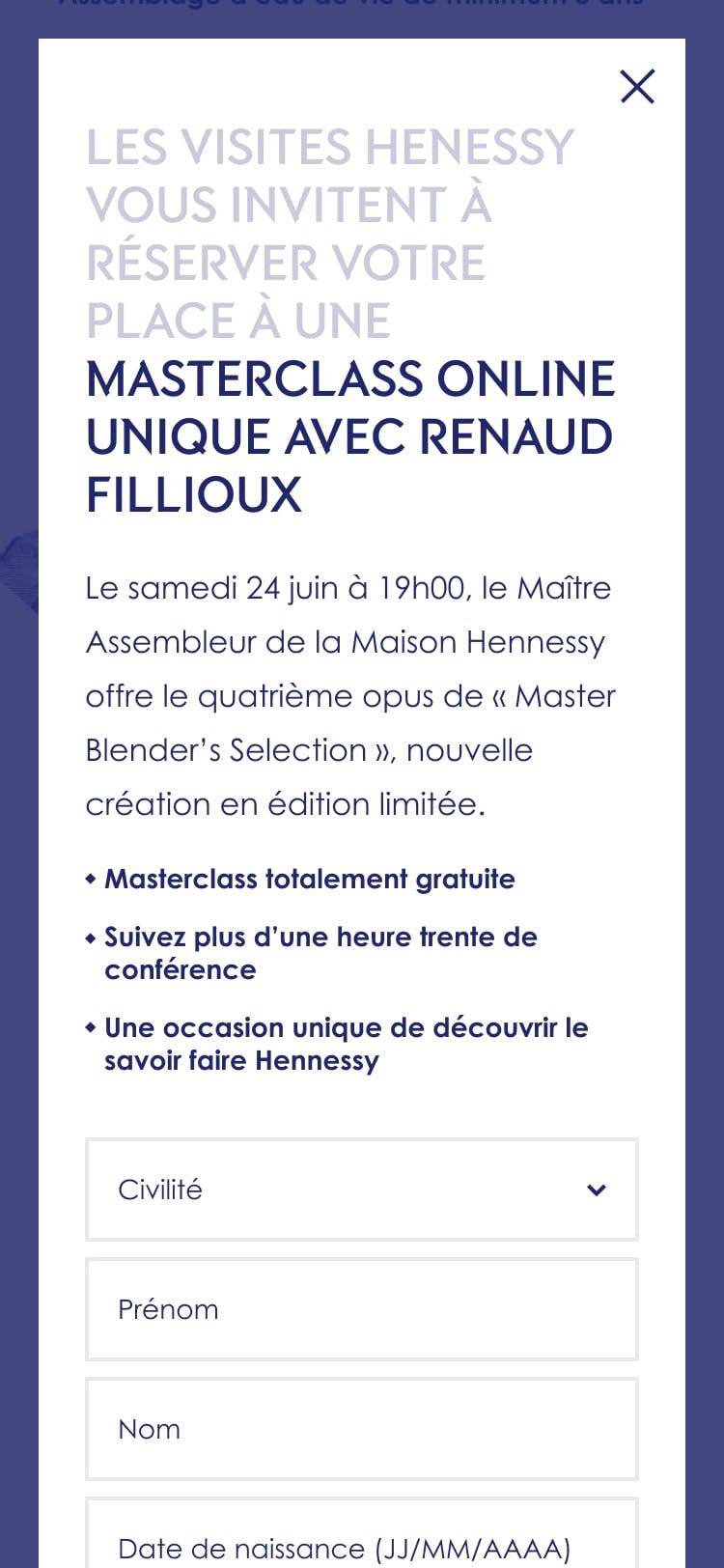 Design of Hennessy Master Blender's N°4 e-commerce platform 