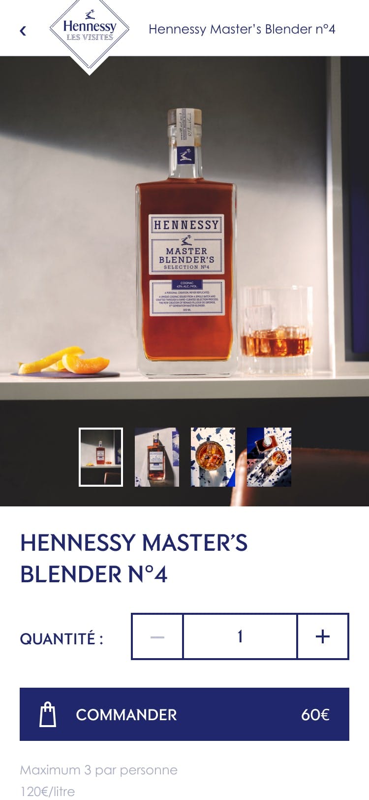 Design of Hennessy Master Blender's N°4 e-commerce platform 
