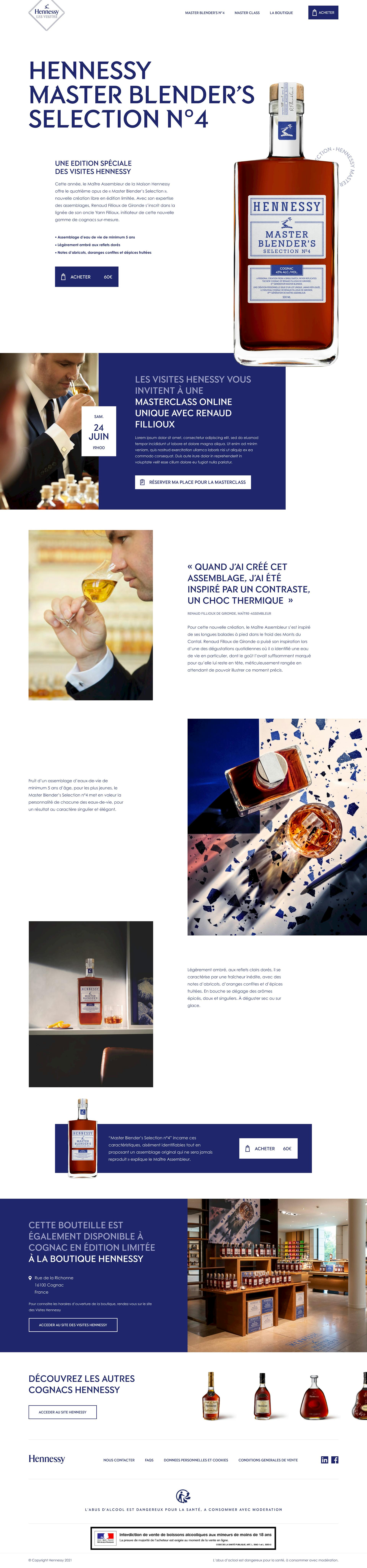 Design of Hennessy Master Blender's N°4 e-commerce platform 