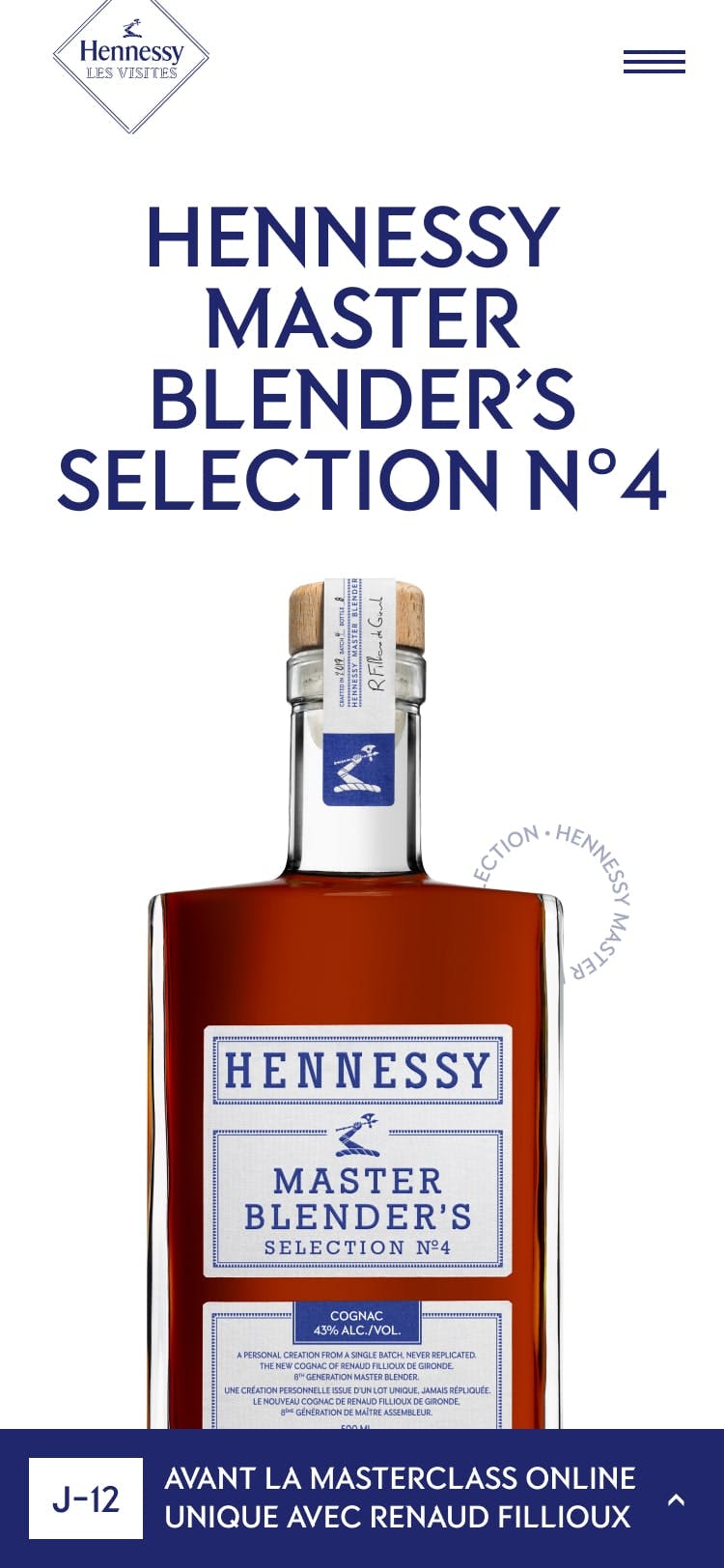 Design of Hennessy Master Blender's N°4 e-commerce platform 