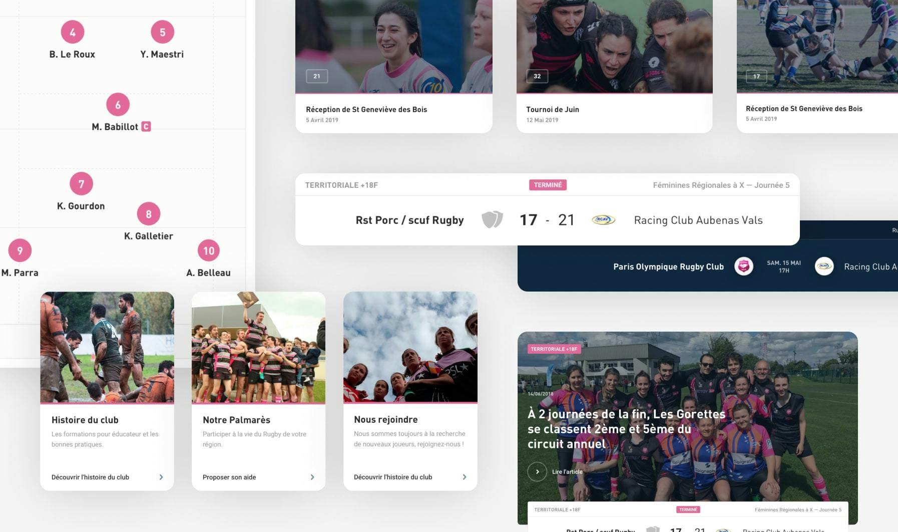 Design of websites for french rugby clubs