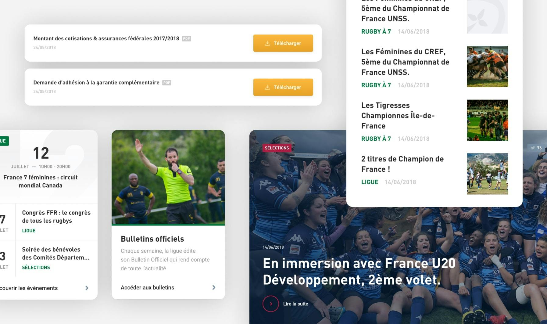 Design of websites for french rugby leagues