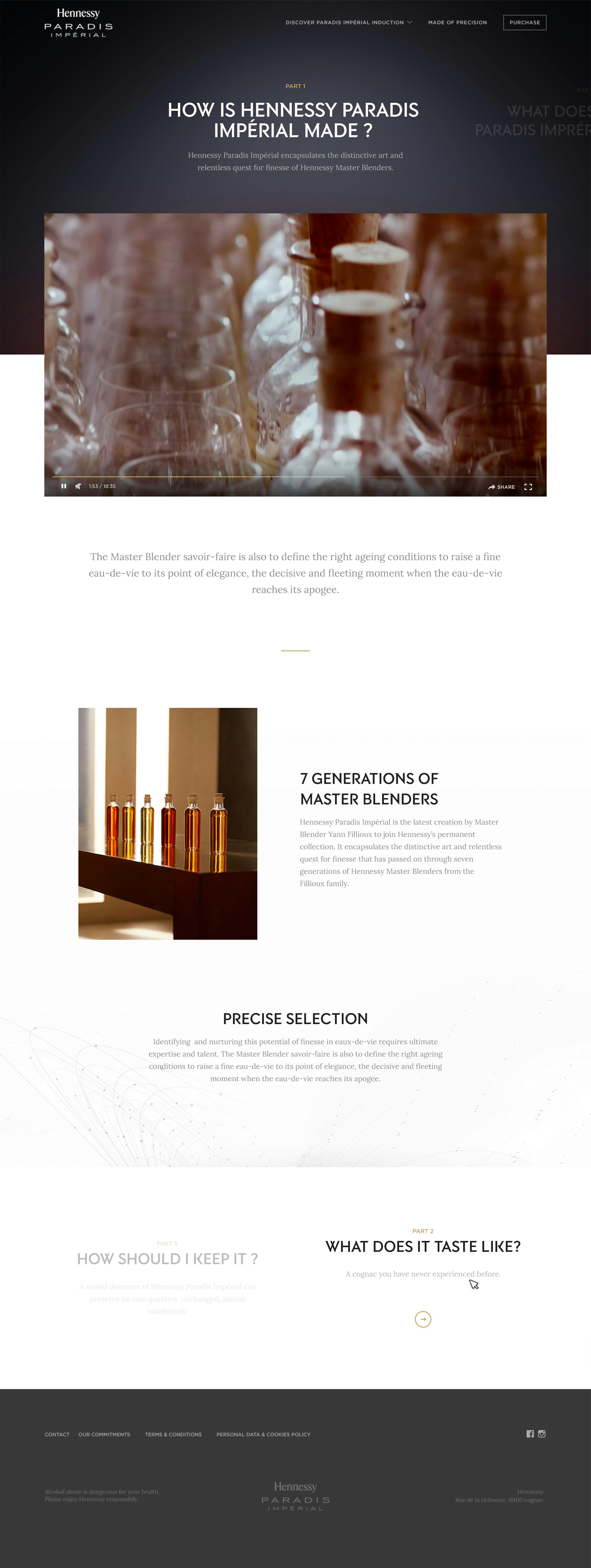 Design of site Hennessy Paradis Impérial website