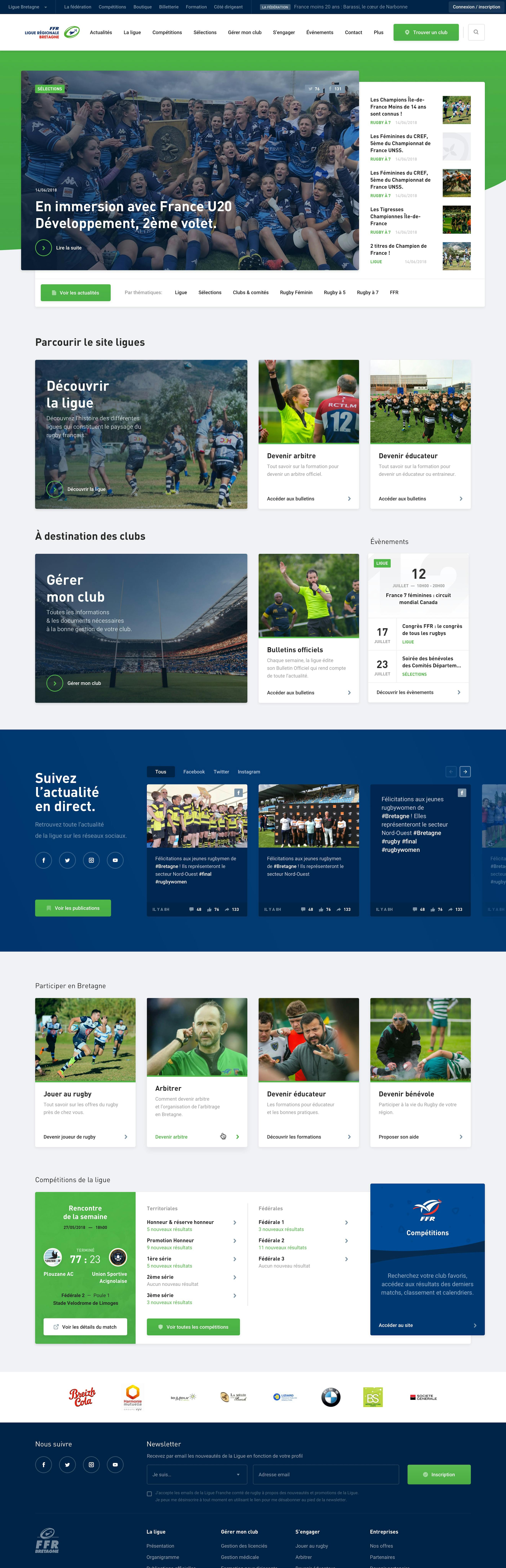 Design of websites for french rugby leagues