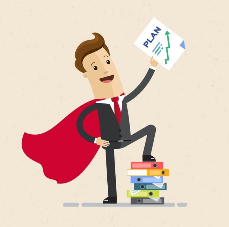 Graphic of a man holding a business plan