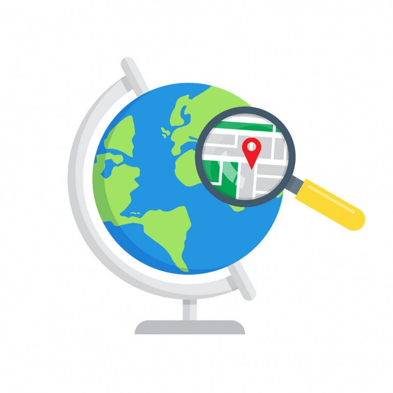 Graphic of Globe with a Magnifying tool