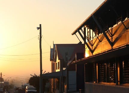 Building at sunset