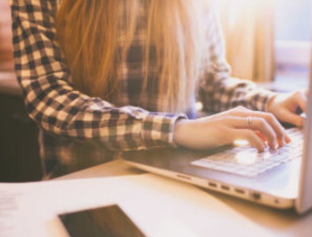 Lady using laptop