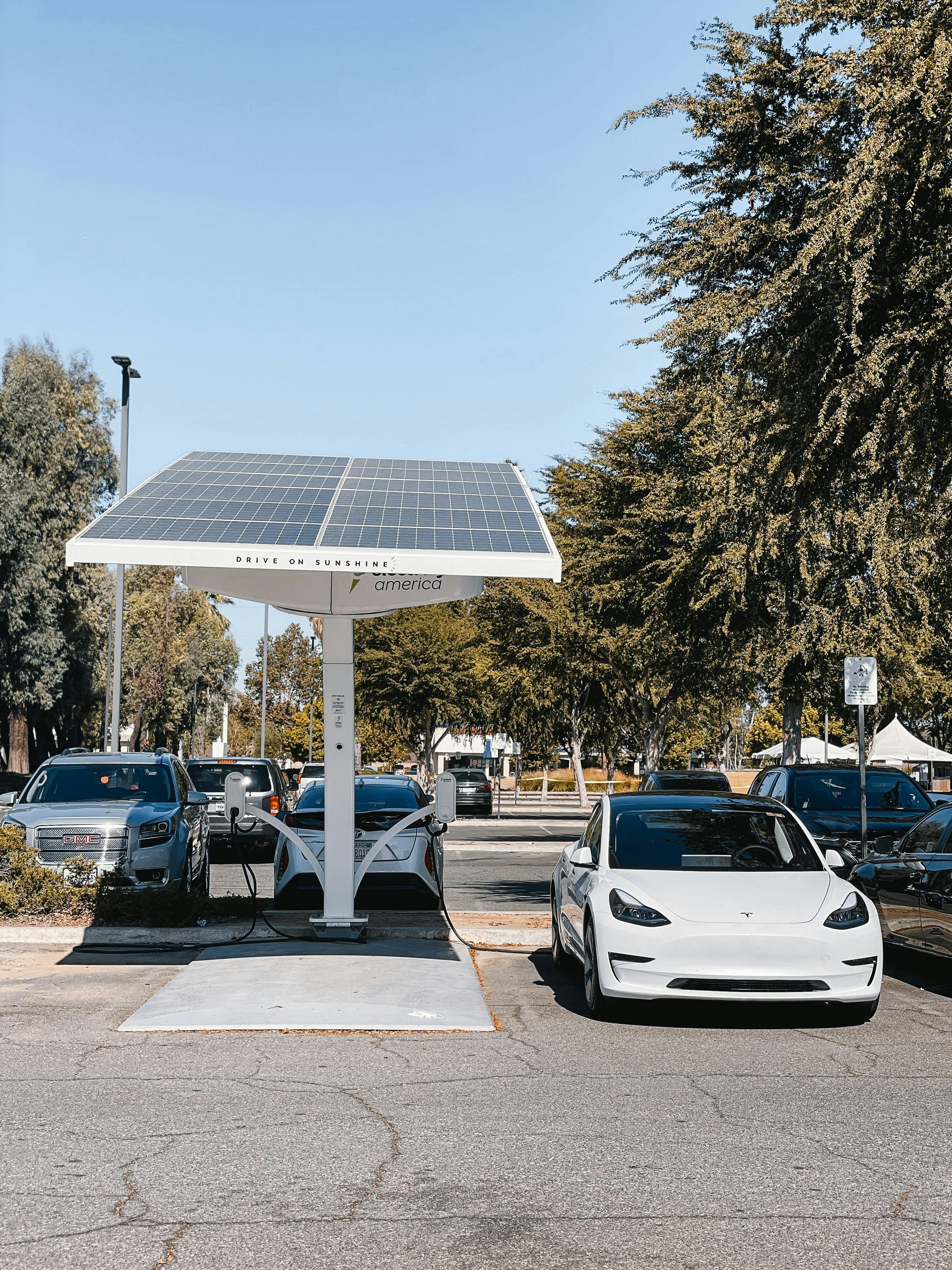 EV Charger with an electric car charging 