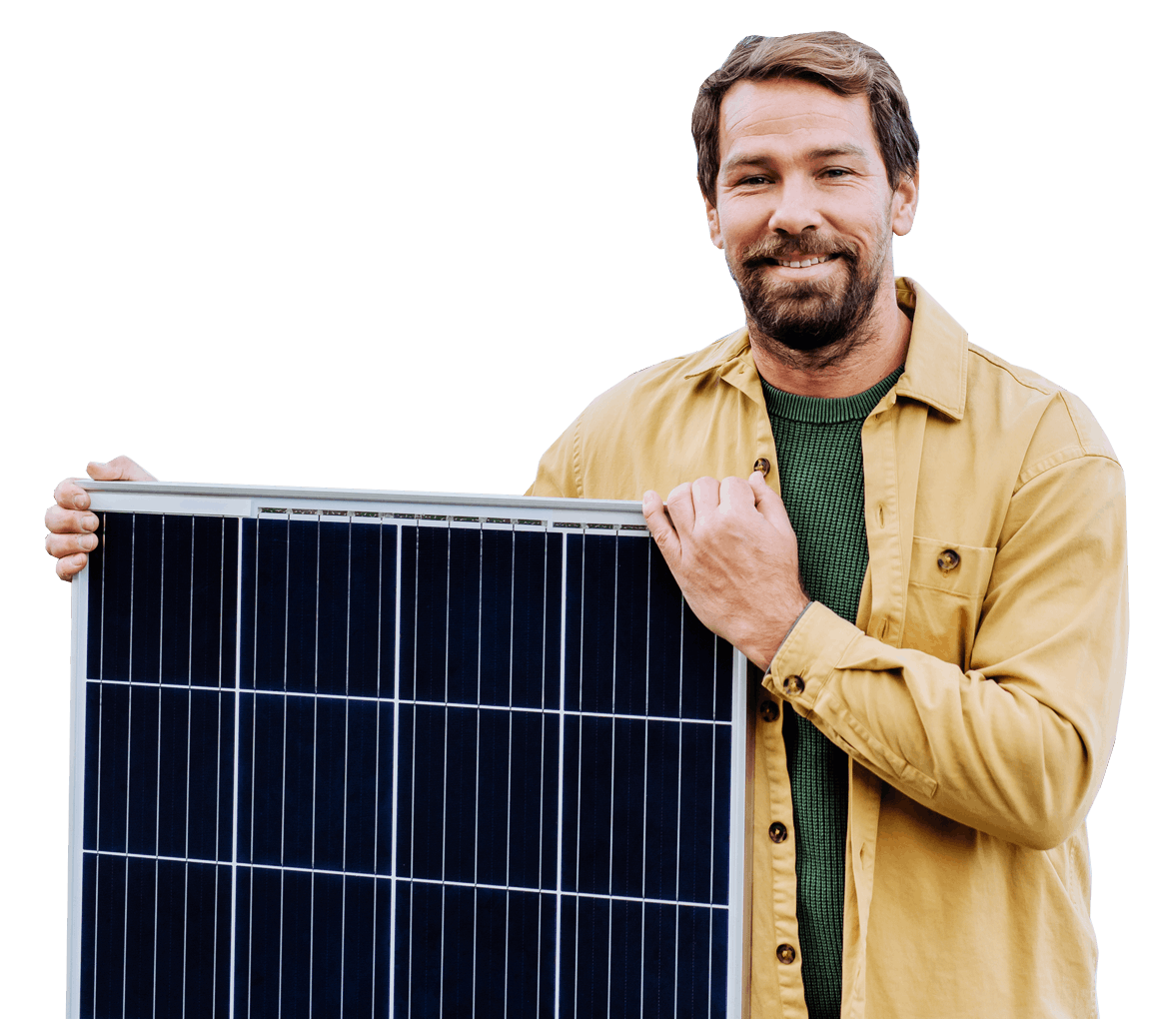 Worker holding Solar Panel