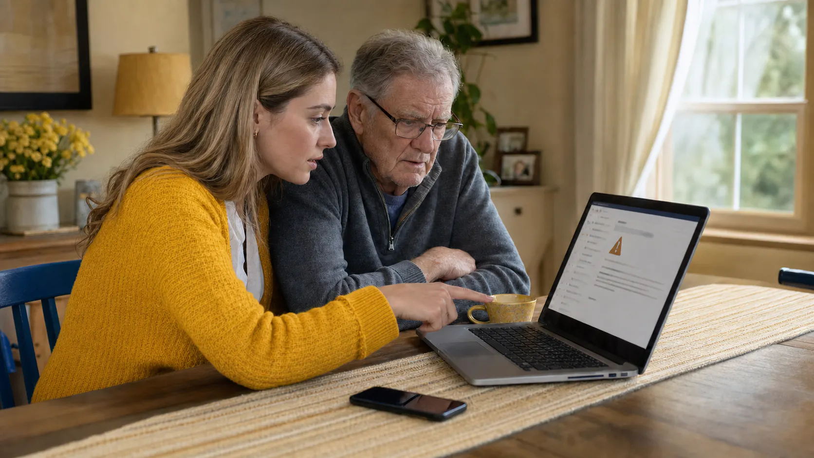 Southwest National Bank customers using a laptop to contact customer support