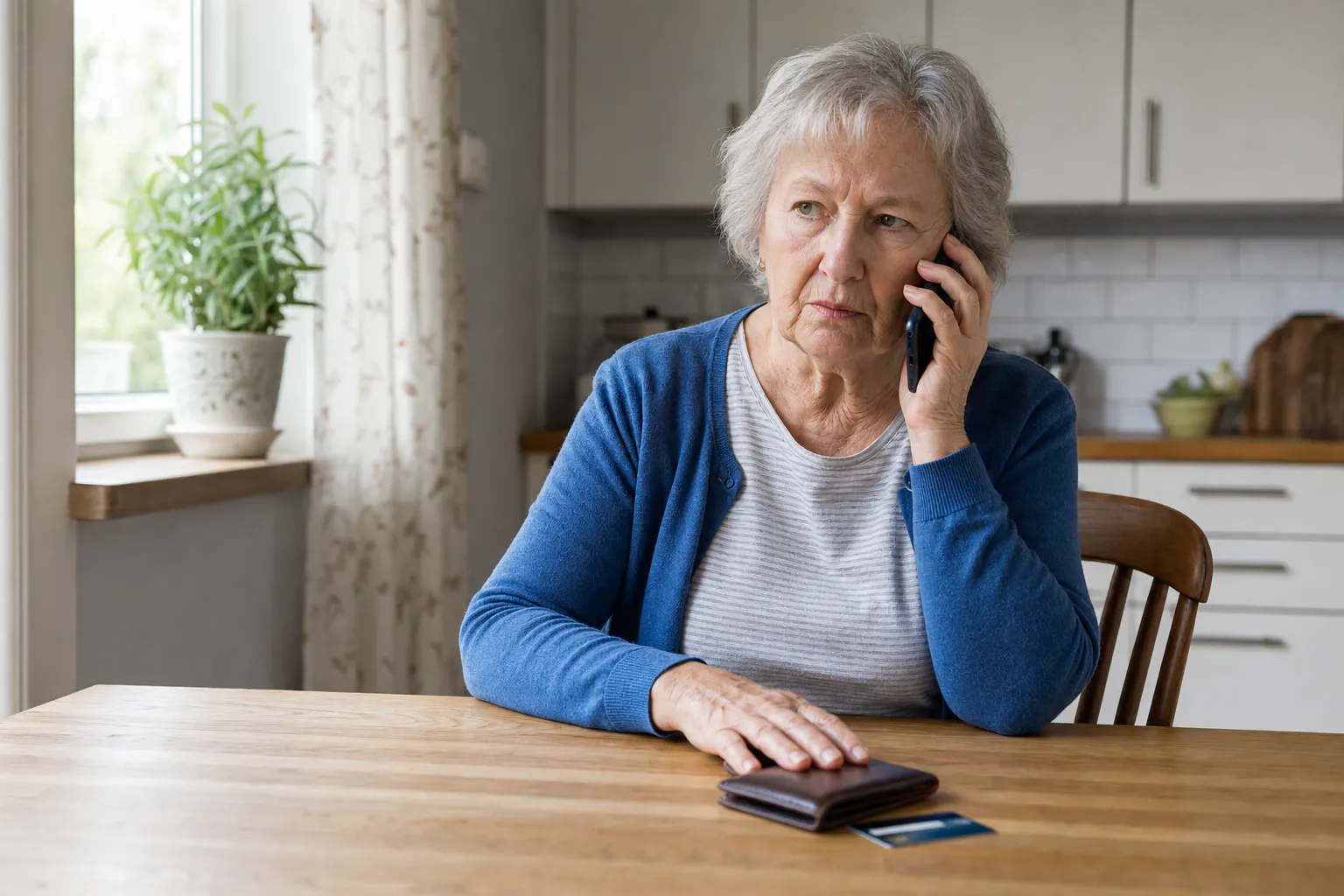 Southwest National Bank customer on the phone with customer support