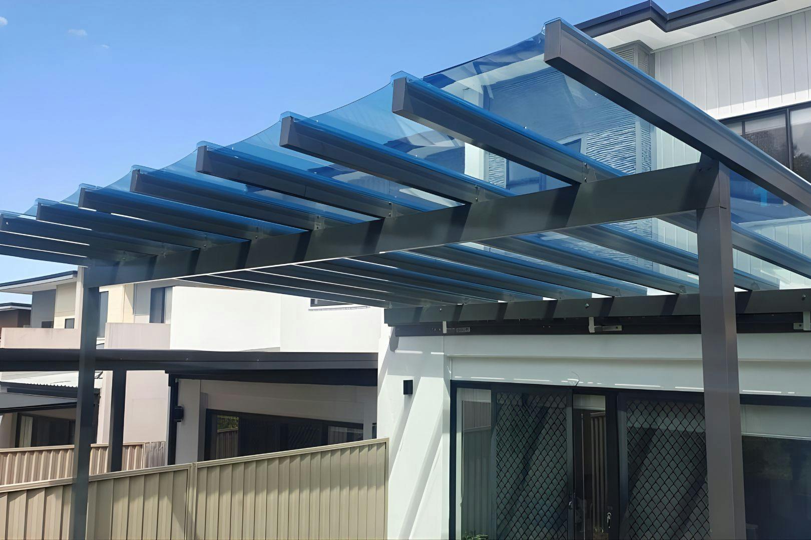 Polycarbonate Pergola — Framed in Spanmor Aluminium