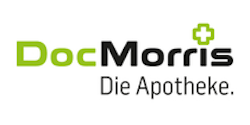 DocMorris Logo DocMorris Schrift in schwarz und grün auf weißem Hintergrund