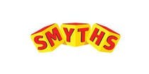 Smyths Toys Logo Rot-gelbe Schrift von Smyths vor weißem Hintergrund