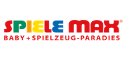 SPIELE MAX Logo Bunter Schriftzug von SPIELE MAX vor weißem Hintergrund