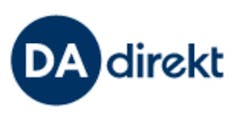 DA Direkt Logo Blauer DA Direkt Schriftzug auf weißem Hintergrund