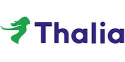 Thalia Logo Grünes Frauensymbol und blaue Thalia Schrift
