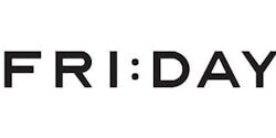 FRIDAY Logo Schwarzer FRIDAY Schriftzug auf weißem Hintergrund