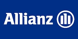 Allianz Logo Weißer Schriftzug der Allianz auf blauem Hintergrund
