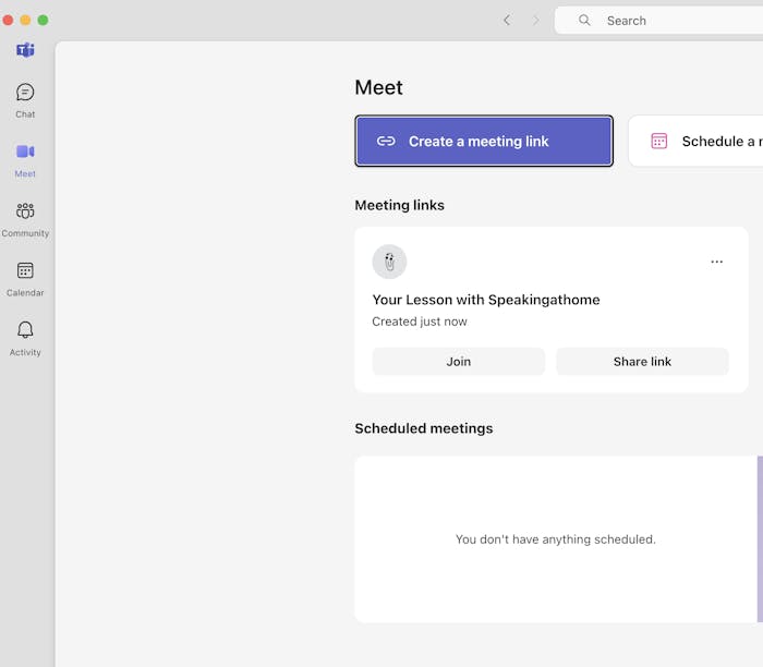 How to create a meeting link in Microsoft Teams