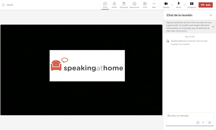 Pantalla videollamada Microsoft Teams