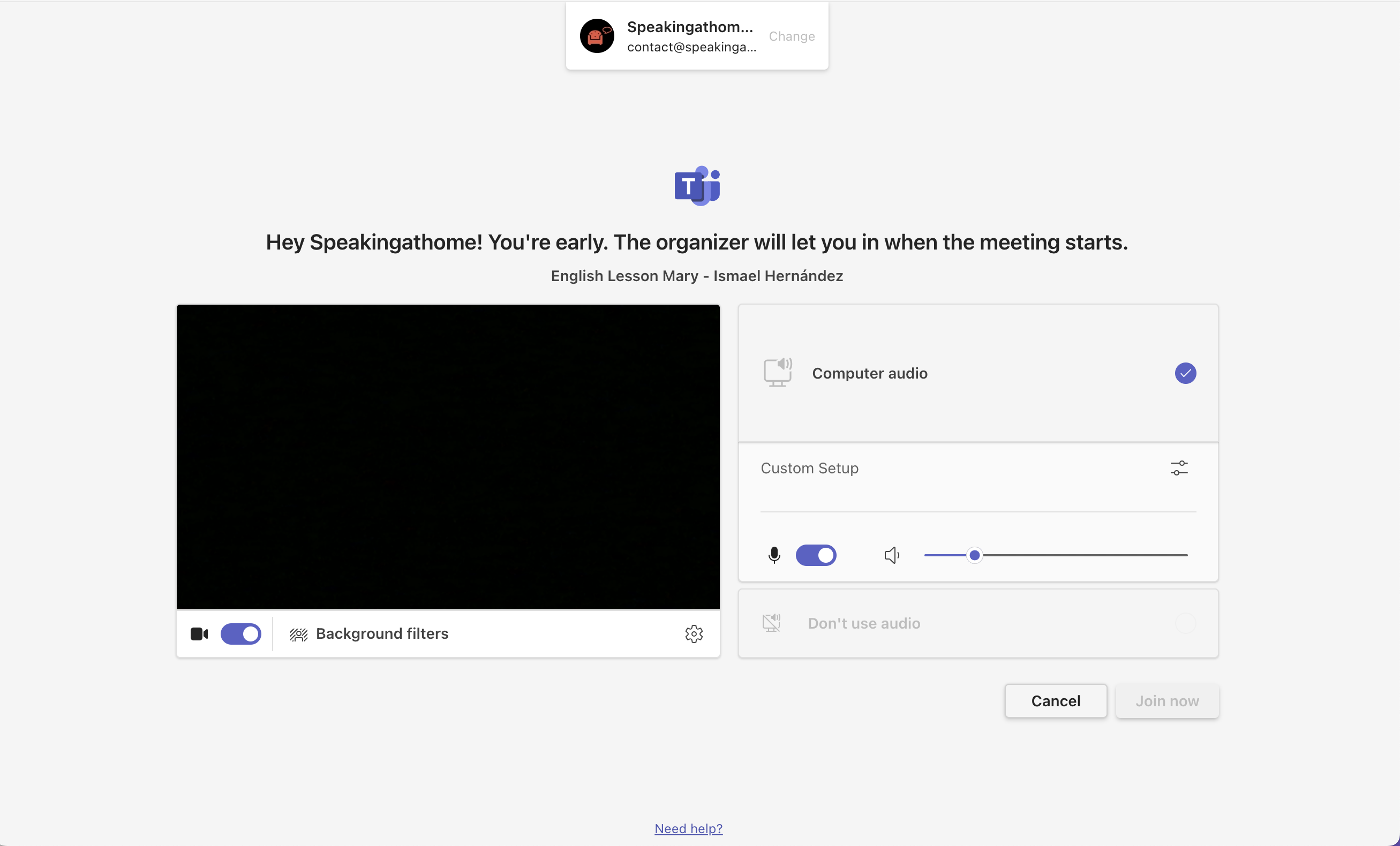Sala d'attesa di Microsoft Teams