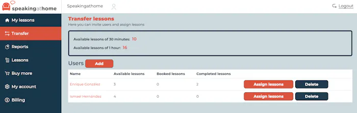 "Transfer" Menu Option