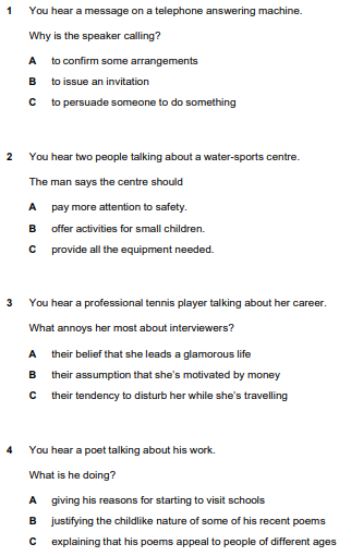 Les examens varient et c'est pourquoi il est nécessaire d'écouter tous les types d'audio.