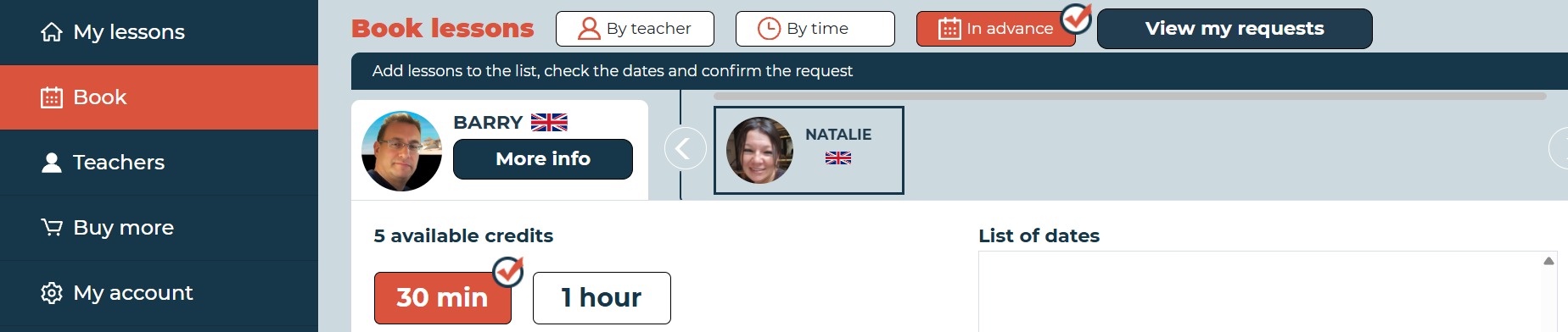 Choose Teacher and Class Length