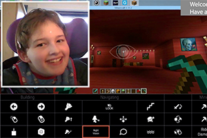 Minecraft screen shot with inset of smiling girl