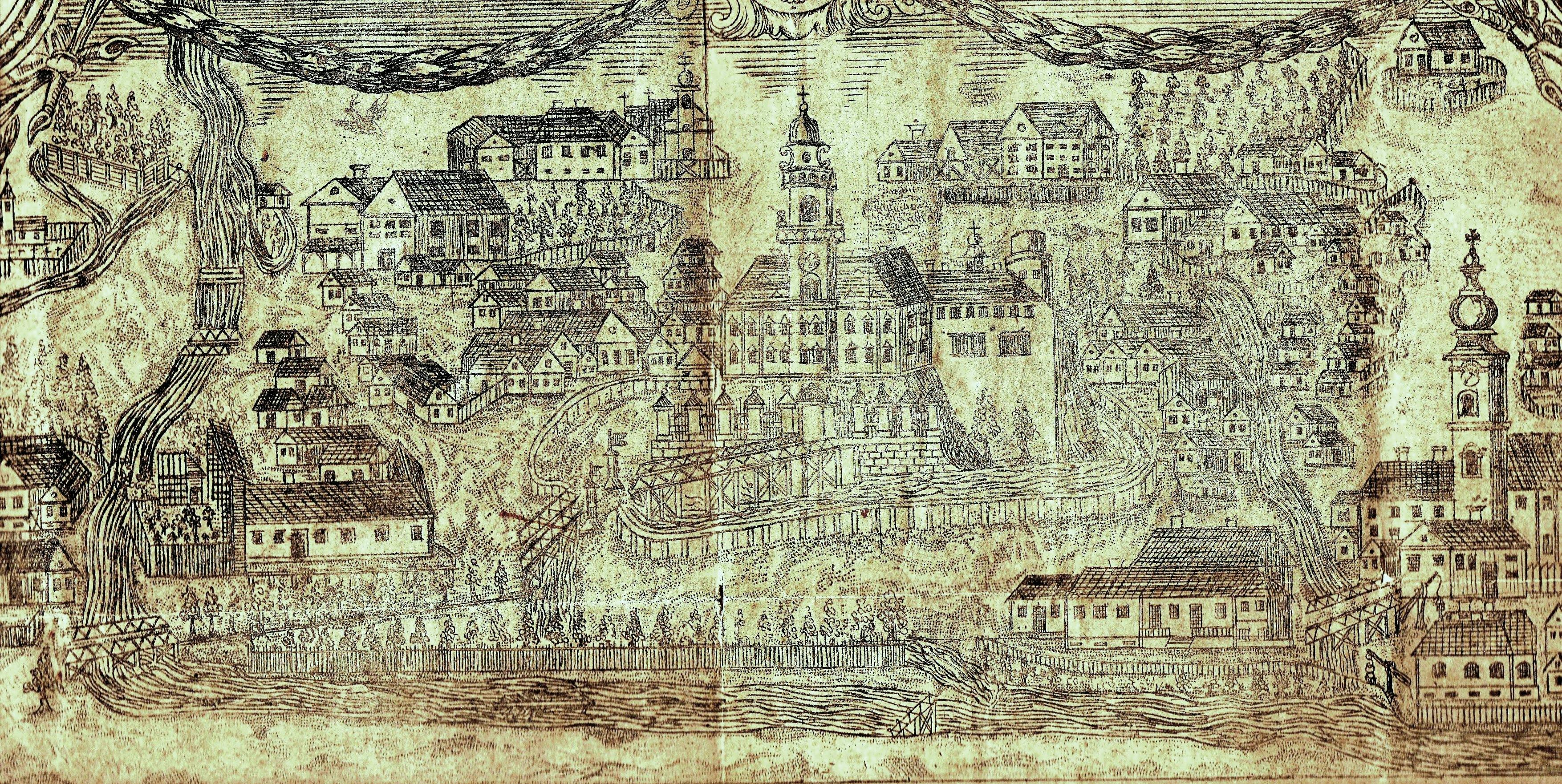 A drawing of Valpovo on a guild diploma from the end of the 18th century