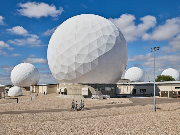 Radomes Housing Military Satellite Dishes /  Buckley Air Force Base / Aurora / Colorado / 2019