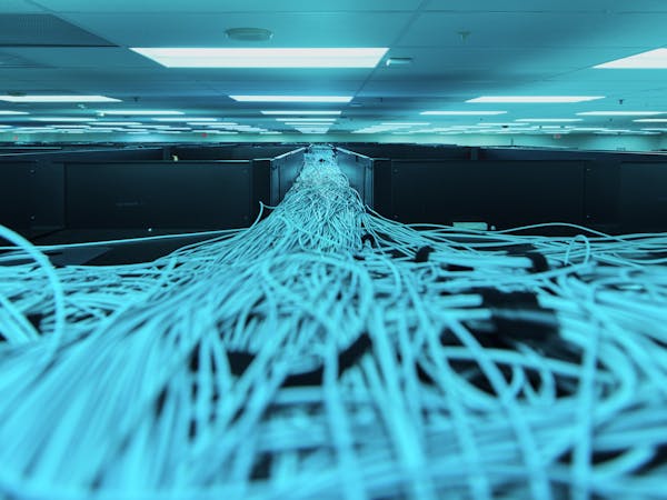 Slingshot Fiberoptic Networking Cables Connecting Compute Nodes in the El Capitan Supercomputer / Lawrence Livermore National Laboratory / Livermore / California / 2024