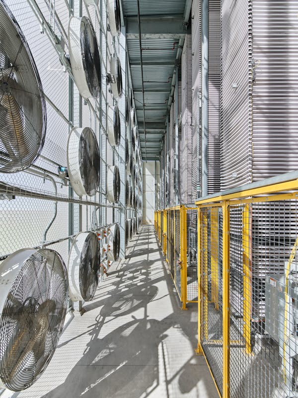 Fans Pushing Air Through Carbon Capture Trays / Heirloom Facility / Brisbane / California / 2024