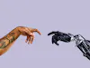 Human Hand and Apollo Humanoid Robot Hand / Apptronik / Austin / Texas / 2025