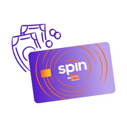 Tarjeta VISA Spin by OXXO en un fondo blanco