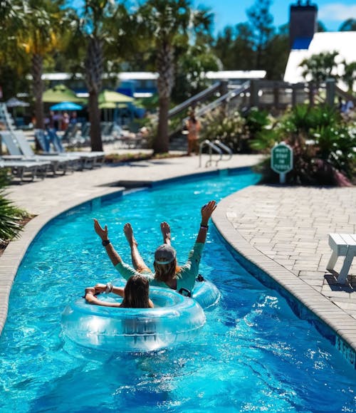 Family in Lazy River at Splash RV Resort