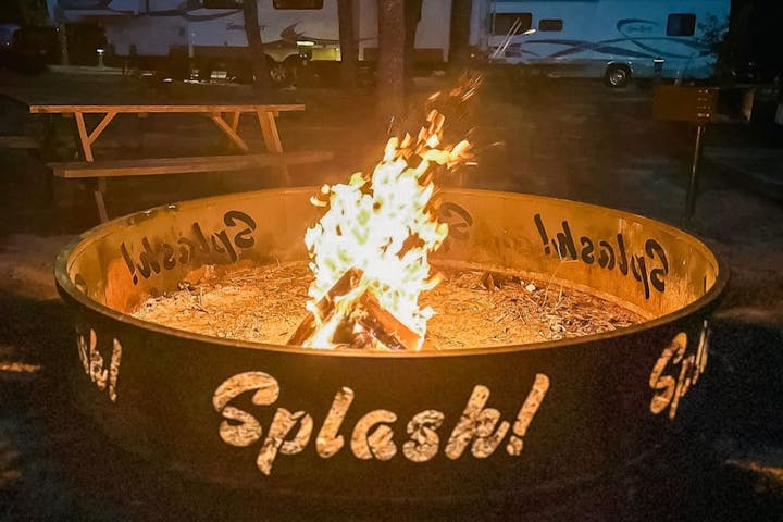 Splash RV Resort Fire Pit at Night