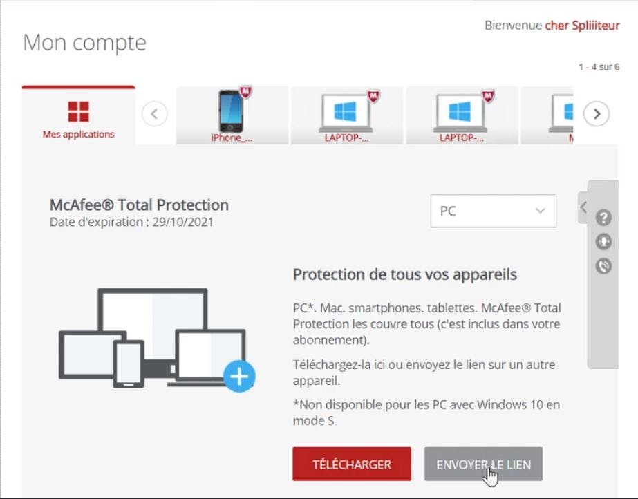 How to share your McAfee subscription ? 